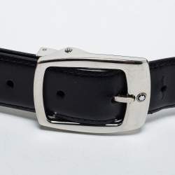Pre Owned Montblanc Black Leather Reversible Cut to Size Buckle Belt 90CM
