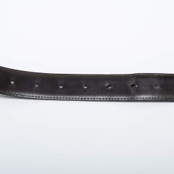 Pre Owned Montblanc Black Leather Reversible Cut to Size Buckle Belt 90CM