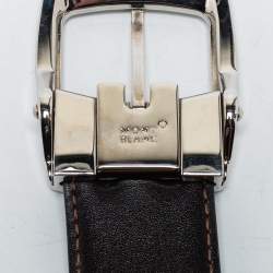 Pre Owned Montblanc Black Leather Reversible Cut to Size Buckle Belt 90CM