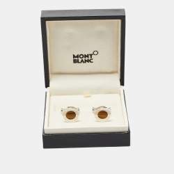 Montblanc Silver Tone Resin Round Cufflinks