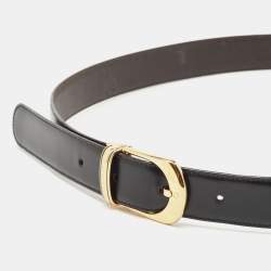 Montblanc Black/Brown Leather Buckle Belt 95CM