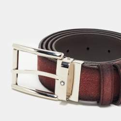 Montblanc Ombre Burgundy Suede Square Buckle Cut To Size Belt