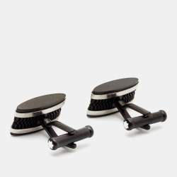 Montblanc Star Black Textured Inlay Two Tone Rectangular Cufflinks