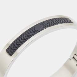 Montblanc Rubber Silver Tone Hinged Bangle Bracelet
