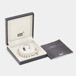 Montblanc Rubber Silver Tone Hinged Bangle Bracelet