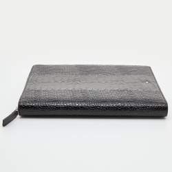 Montblanc Dark Brown Croc Embossed Leather Medium Meisterstuck Notebook Zip Case