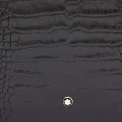 Montblanc Dark Brown Croc Embossed Leather Medium Meisterstuck Notebook Zip Case