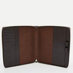 Montblanc Dark Brown Croc Embossed Leather Medium Meisterstuck Notebook Zip Case