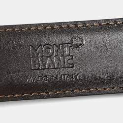 Pre Owned Montblanc Black/Brown Leather Horseshoe Buckle Cut to Size Reversible Belt