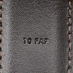 Pre Owned Montblanc Black/Brown Leather Horseshoe Buckle Cut to Size Reversible Belt