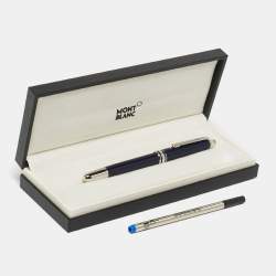 Montblanc Meisterstuck Blue Lacquer Silver Tone Ballpoint Pen 