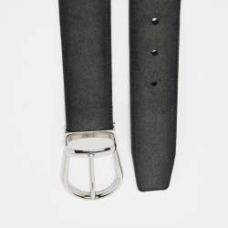 Montblanc Black Suede Cut to Size Horseshoe Buckle Belt