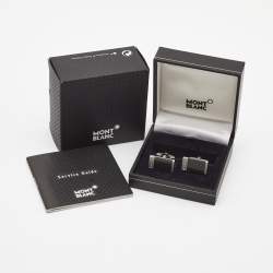 Montblanc Carbon Fiber Silver Tone Rectangular Cufflinks