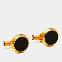 Montblanc Meisterstuck Onyx Gold Tone Cufflinks