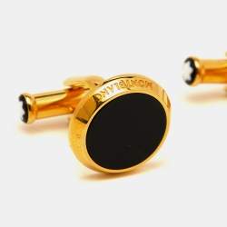 Montblanc Meisterstuck Onyx Gold Tone Cufflinks