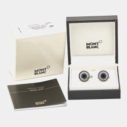 Pre Owned Montblanc Star Glass Enamel Stainless Steel Cufflinks 