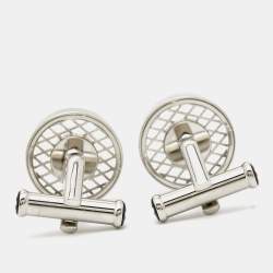 Pre Owned Montblanc Star Glass Enamel Stainless Steel Cufflinks 