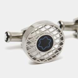 Pre Owned Montblanc Star Glass Enamel Stainless Steel Cufflinks 