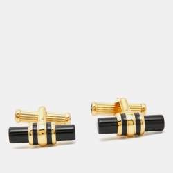 Montblanc Iconic Bar Onyx Gold Tone Cufflinks