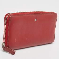 Montblanc Red Leather Meisterstuck Zip Around Wallet