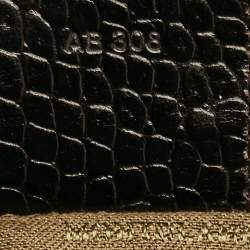 Montblanc Olive Green/Brown Croc Embossed Leather and Nylon Nightflight Messenger Bag