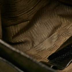Montblanc Olive Green/Brown Croc Embossed Leather and Nylon Nightflight Messenger Bag