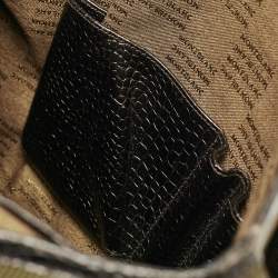 Montblanc Olive Green/Brown Croc Embossed Leather and Nylon Nightflight Messenger Bag