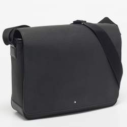 Montblanc Black Leather Sartorial Flap Messenger Bag