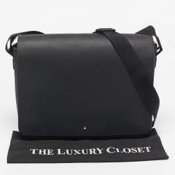 Montblanc Black Leather Sartorial Flap Messenger Bag