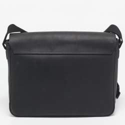 Montblanc Black Leather Sartorial Flap Messenger Bag