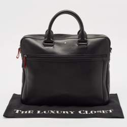 Pre Owned Montblanc Black/Red Leather Urban Racing Spirit Briefcase Bag