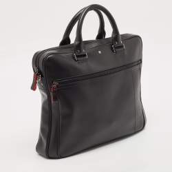 Pre Owned Montblanc Black/Red Leather Urban Racing Spirit Briefcase Bag