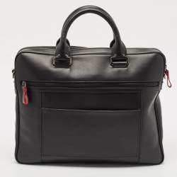 Pre Owned Montblanc Black/Red Leather Urban Racing Spirit Briefcase Bag