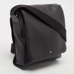 Montblanc Black Leather Meisterstuck North South Messenger Bag