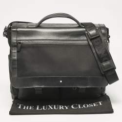 Montblanc Black Leather and Nylon Single Gusset Nightflight Briefcase