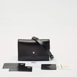 Pre Owned Montblanc Black Leather Meisterstuck Flap Crossbody Bag