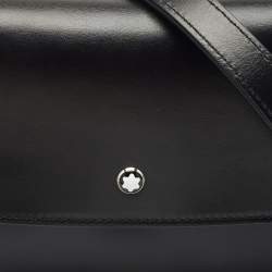 Pre Owned Montblanc Black Leather Meisterstuck Flap Crossbody Bag