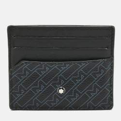 Pre Owned Montblanc Black/Blue Coated Canvas and Leather M Gram Card Holder