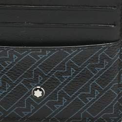 Pre Owned Montblanc Black/Blue Coated Canvas and Leather M Gram Card Holder