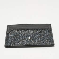 Pre Owned Montblanc Black/Blue Coated Canvas and Leather M Gram Card Holder