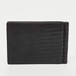 Pre Owned Montblanc Black Lizard Embossed Leather Meisterstuck Money Clip