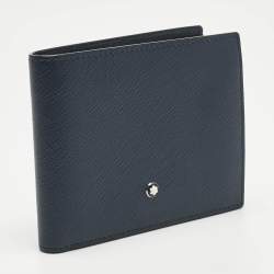 Pre Owned Montblanc Navy Blue Leather Sartorial 6CC Bifold Wallet 