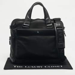 Pre Owned Montblanc Black Nylon and Leather Nightflight Document Briefcase