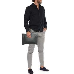 Pre Owned Montblanc Black Leather Meisterstuck Document Zip Pouch