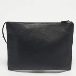 Pre Owned Montblanc Black Leather Meisterstuck Document Zip Pouch