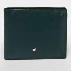 Pre Owned Montblanc Green Textured Leather Extreme 3.0 Bifold Wallet