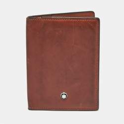 Pre Owned Montblanc Brown Leather Meisterstuck Bifold Card Holder