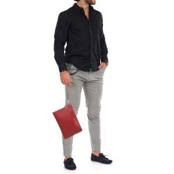 Pre Owned Montblanc Red Leather Meisterstuck Wristlet Pouch