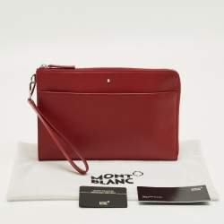 Pre Owned Montblanc Red Leather Meisterstuck Wristlet Pouch