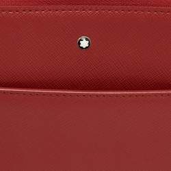 Pre Owned Montblanc Red Leather Meisterstuck Wristlet Pouch